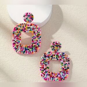 2for 25$ New! Colorful Beaded Statement Earrings Super Cute! NWT